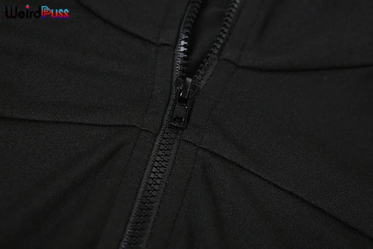 Weird Puss Tracksuit Women 2 Piece Set Casual Zip Thin Drawstring Crop Jacket and Leggings Matching Sporty Suit