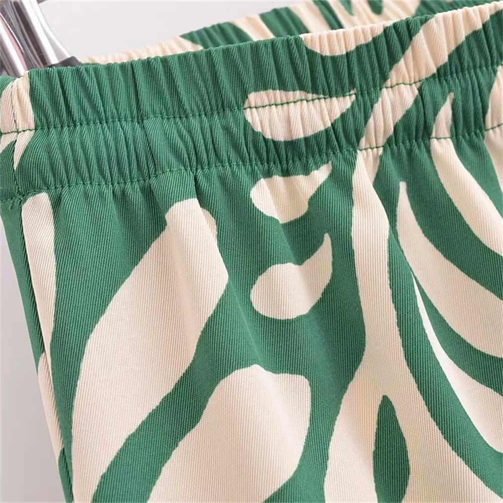 Casual Fashion Printed Collar Long Sleeve Shirt and Drawstring Pants Set for Women