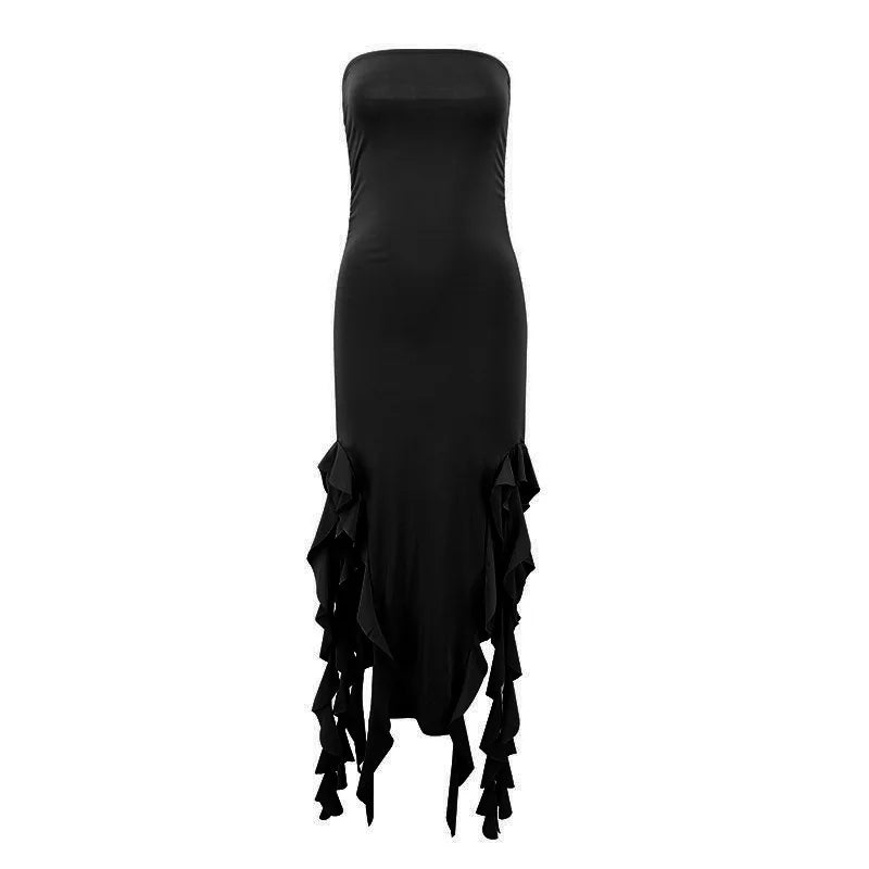 Strapless Tassel Maxi Dress For Women Party Clubwear