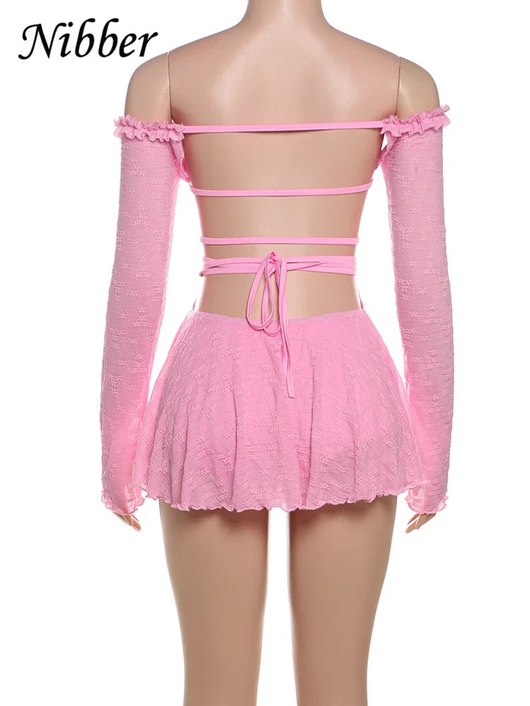 Backless Bandage Dress Hollow Neck Lace Mini Bodycon