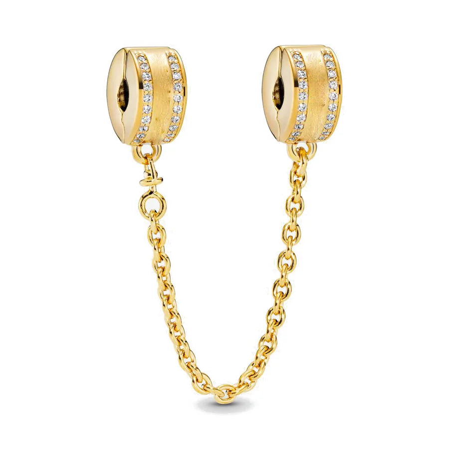 DIY Love Heart Family Safety Chain Bracelet with 925 Silver Star Clip Bead and Flower Charm Gift