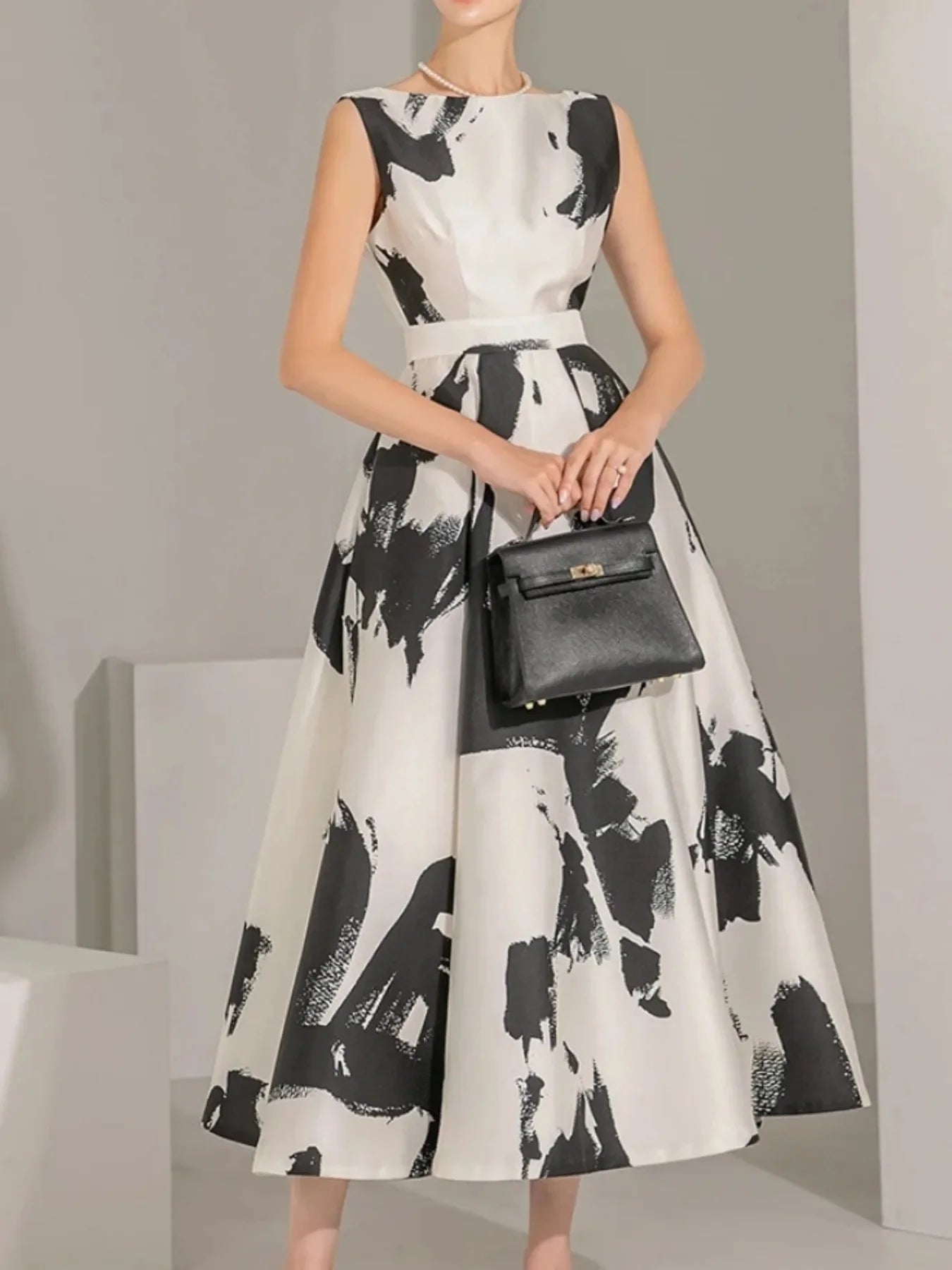 Women Sleeveless Midi Dress A Line For Party Casual Summer