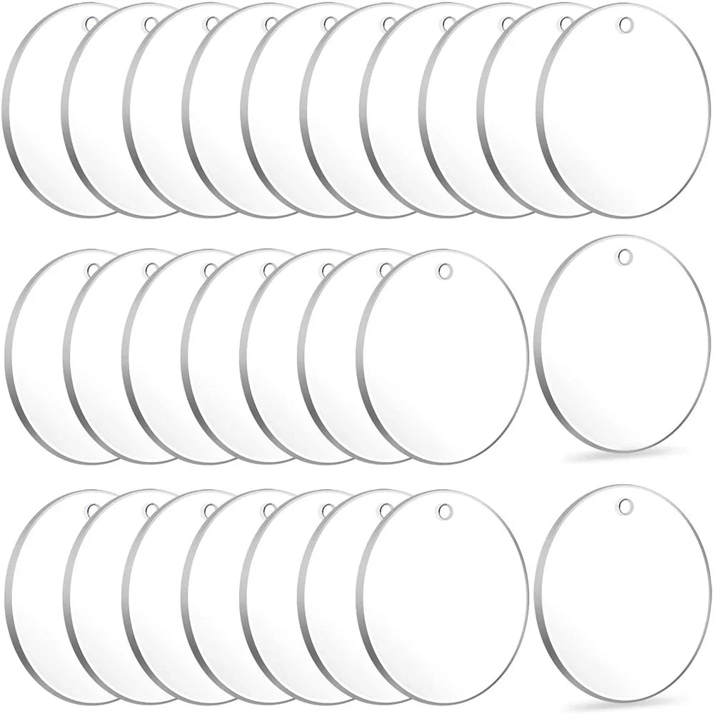 50 Pieces Clear Acrylic Keychain Blanks 2 Inch Round Discs for DIY Crafts and Jewelry Making