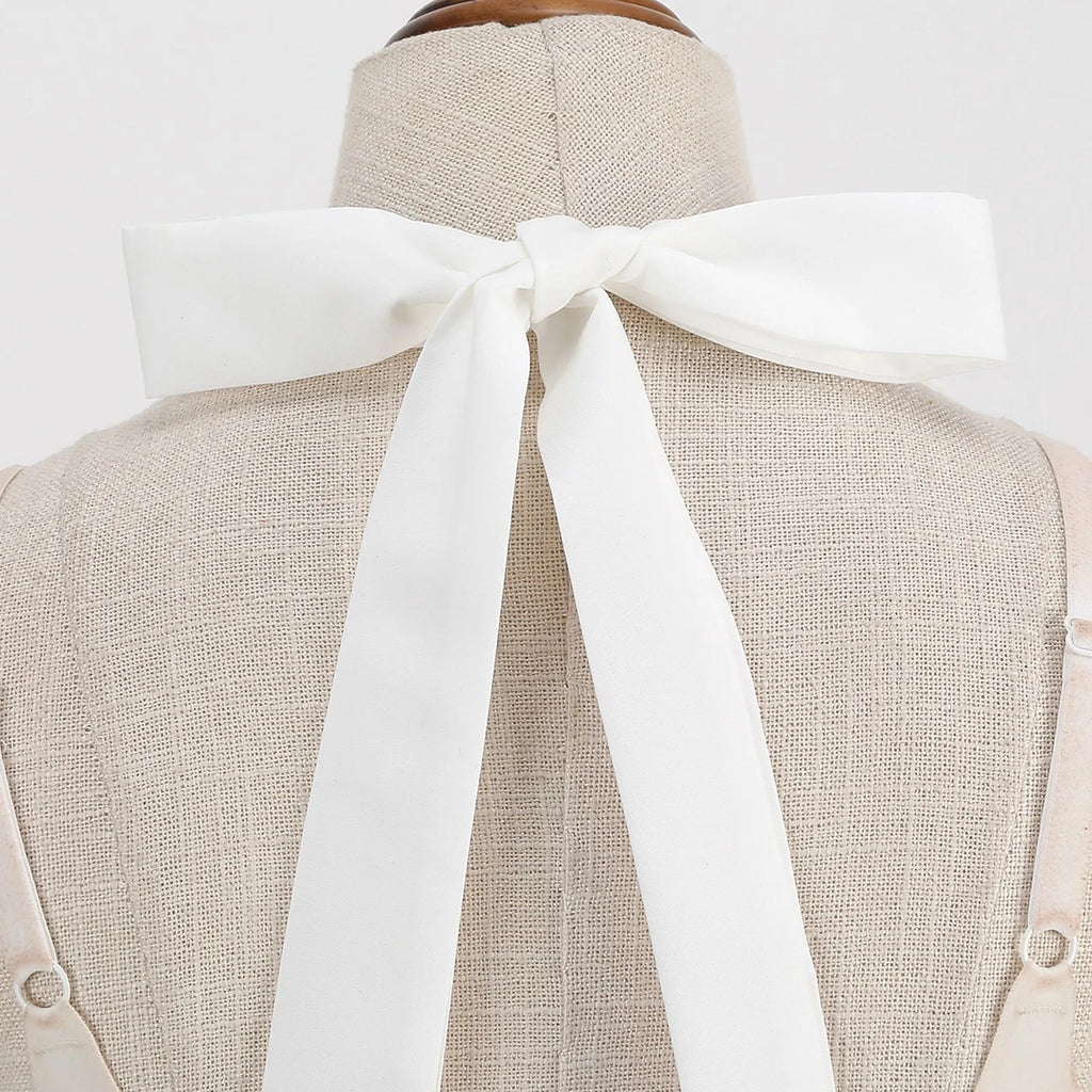 Retro Polka Dot Backless Dress With Lace Up Neckline Swing