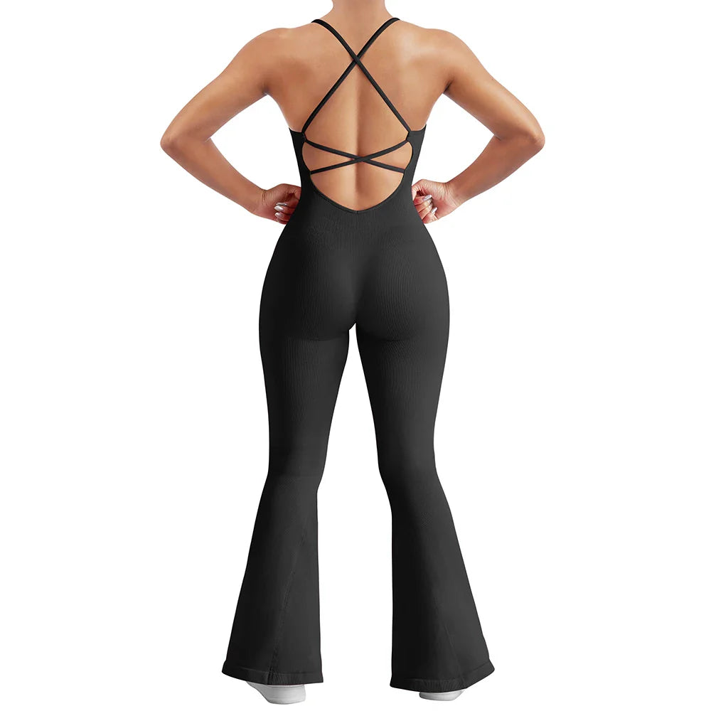 Solid Body-Shaping Sleeveless Skinny Jumpsuit Women Casual Square Collar One Piece Romper Sporty Bodysuit