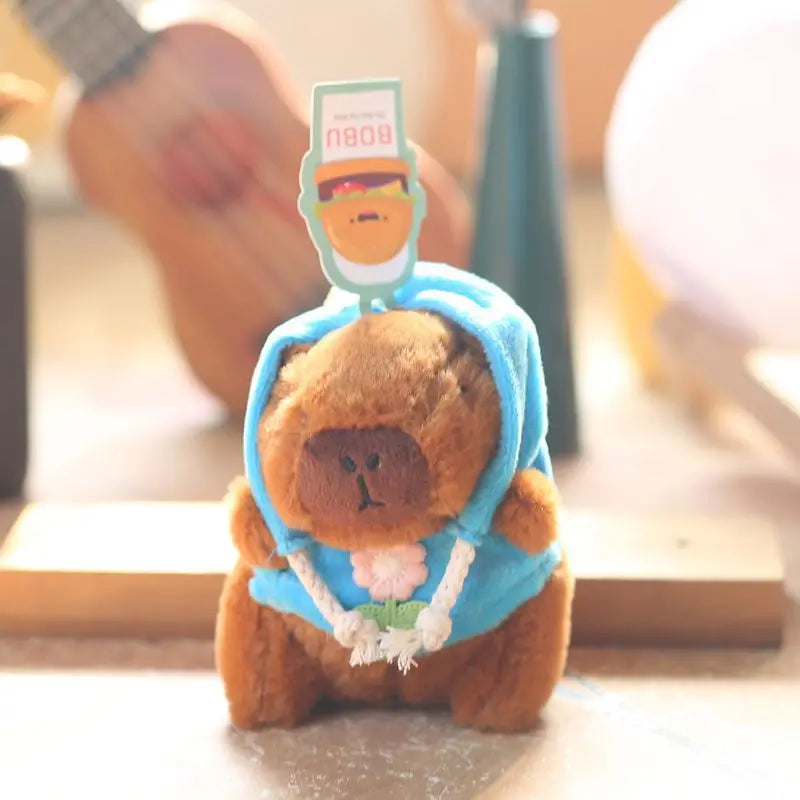 Cute Cartoon Capybara Plush Keychain Pendant Doll Bag Ornament with Clothes