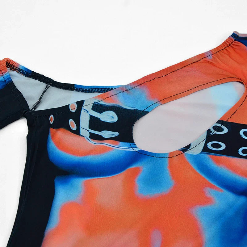 Off Shoulder Hollow Out Party Dress Sheath Multicolor