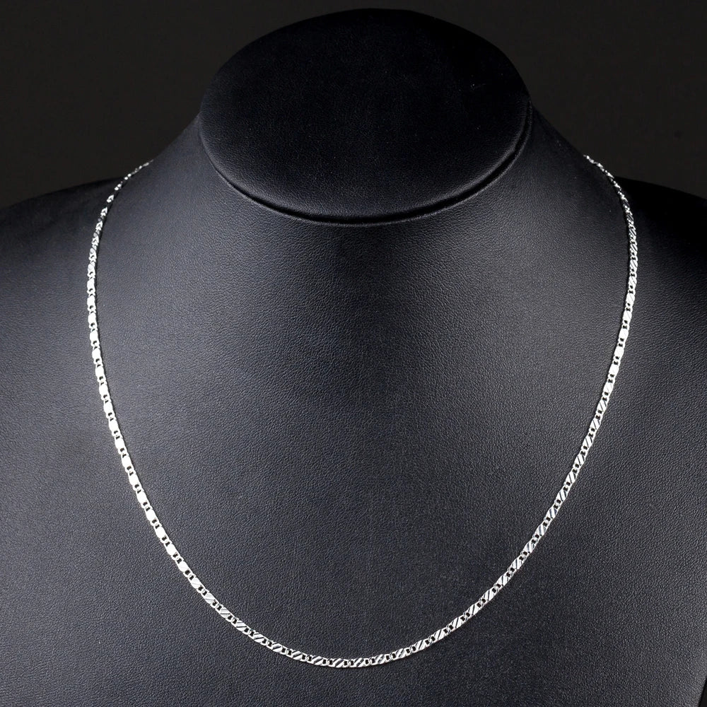 Luxury 2MM Silver Clavicle Chain Necklace for Men and Women Wedding Jewelry Christmas Gifts 16-30 Inches