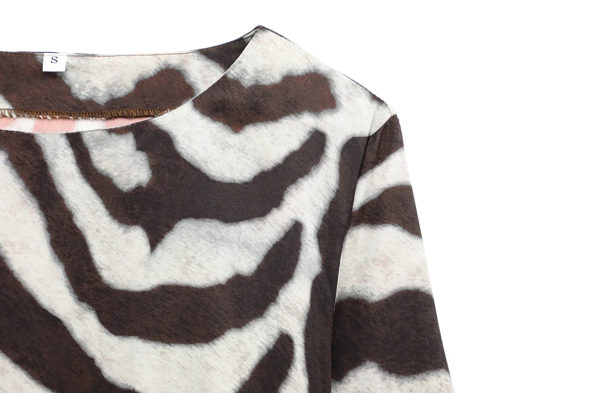 Zebra Print Long Sleeve Summer Dress For Women Chic