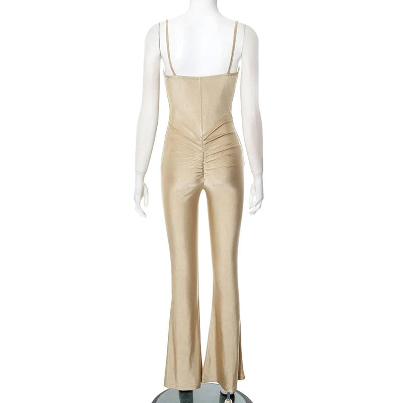 V-Neck Strapless Hollow Out One-Piece Jumpsuit Tight Fit Sporty Fitness Bodysuit for Buttock and Abdomen Lifting