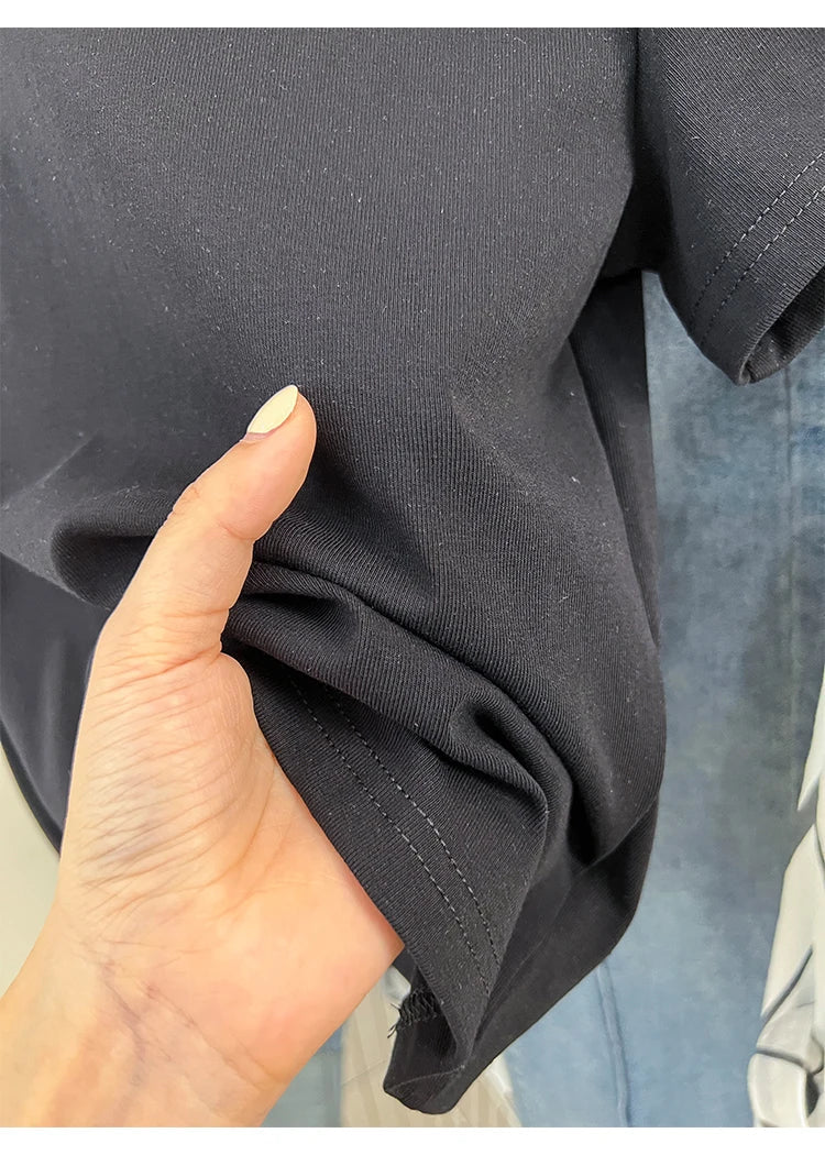 Oversized Cotton T-Shirt for Women, Short Sleeve Spring Tee with Trendy Print, Casual Y2K Style Top