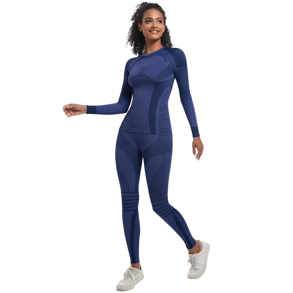 Women Thermal Skiwear Set Yoga and Fitness Workout Suit for Skiing Snowboarding Running and Exercise