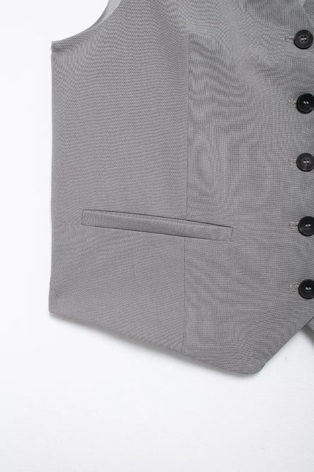 Solid Sleeveless V-Neck Vest and High Waist Zipper Loose Pants Set for Office and Casual Wear