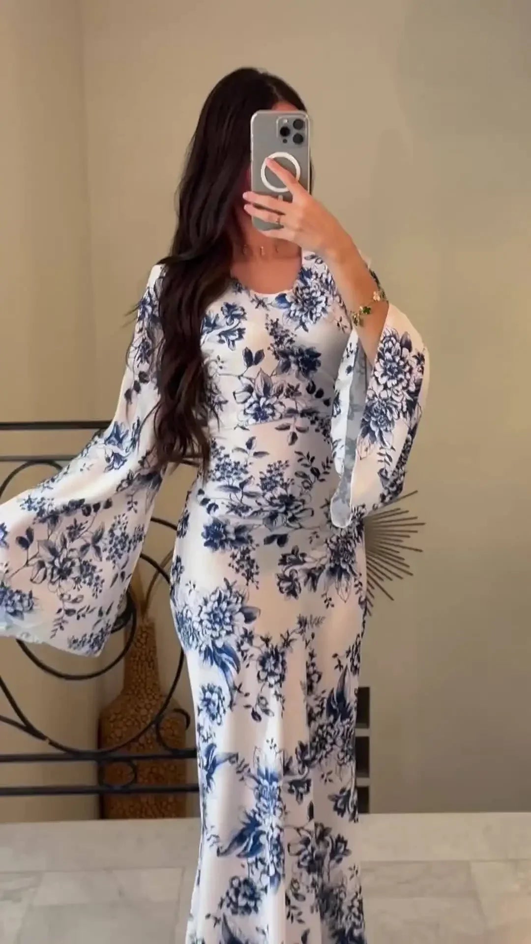 Floral Abaya Dress For Muslim Women Long Modest Robe