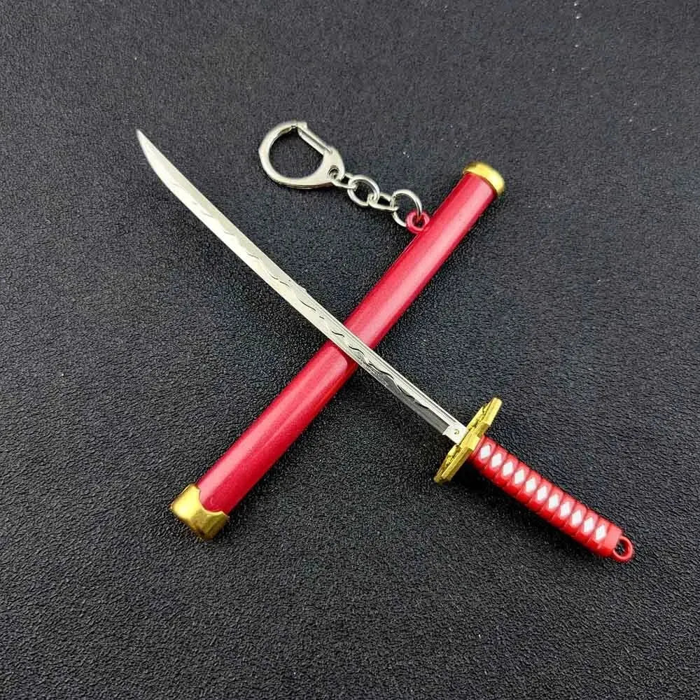 Mini Roronoa Zoro Samurai Sword Keychain Anime Katana Scabbard Ring for Men and Women Cosplay Jewelry Gift