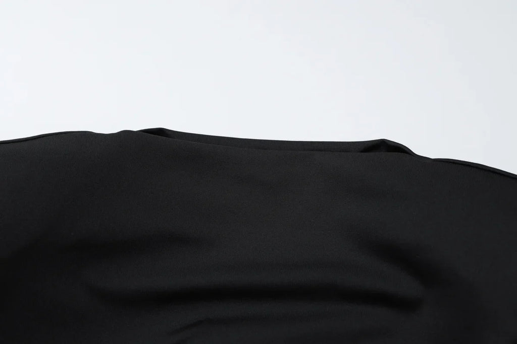 Elegant Black Pleated Maxi Dress For Women With High Waist