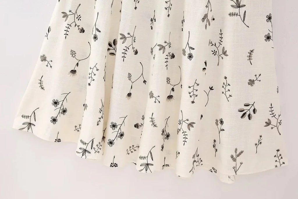 Summer Women Two Piece Set Embroidered Bowknot Short Sling Top with Elegant Midi Skirt Slim Fit Casual Fashion Outfit