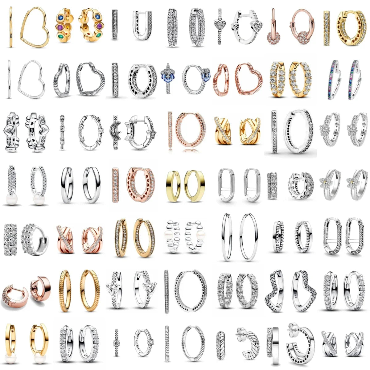 925 Silver Hoop Infinite Love Earrings with Blue Flower and White Stone Heart Pendant for Women Jewelry