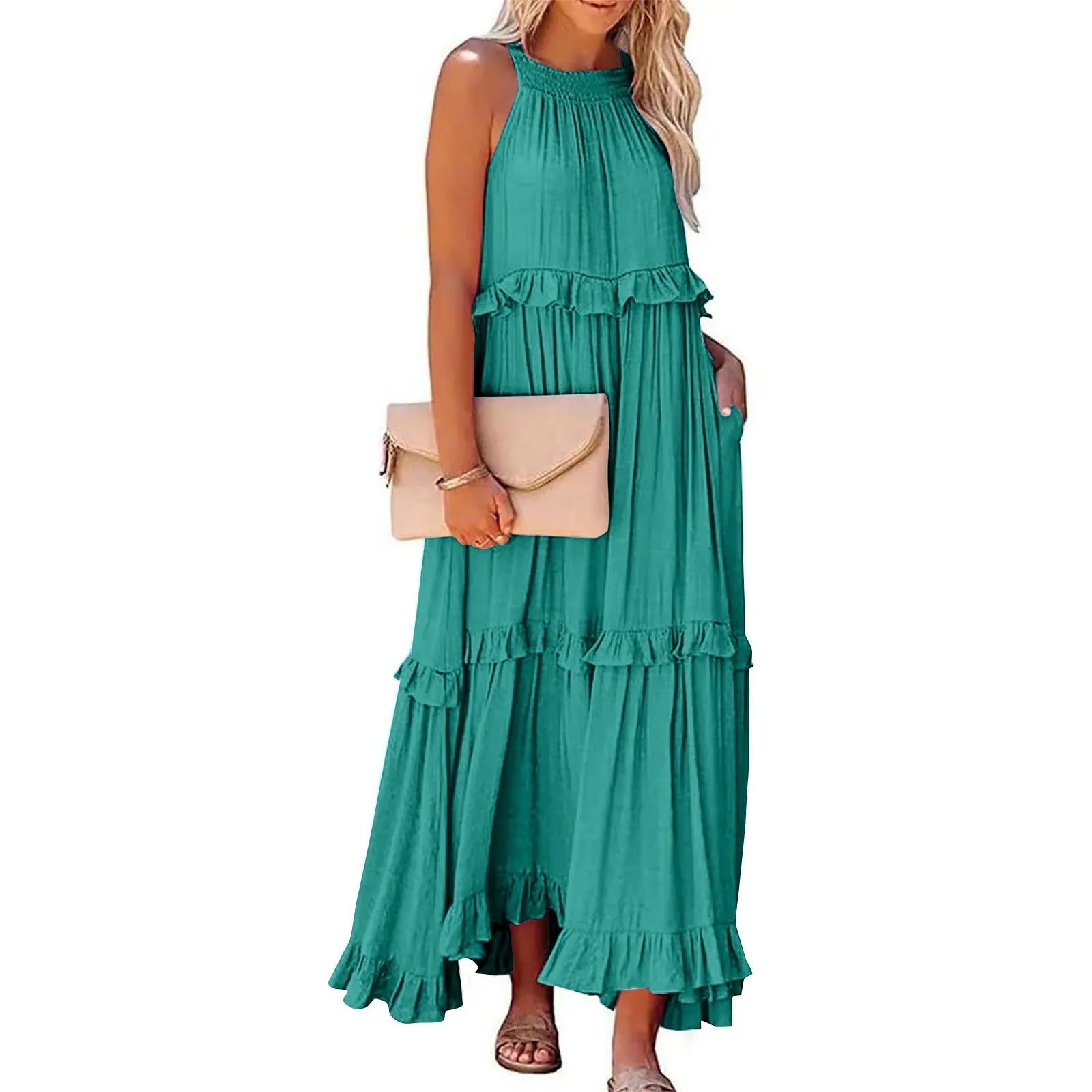 Women Summer Maxi Dress Lightweight Beach Swing Dress