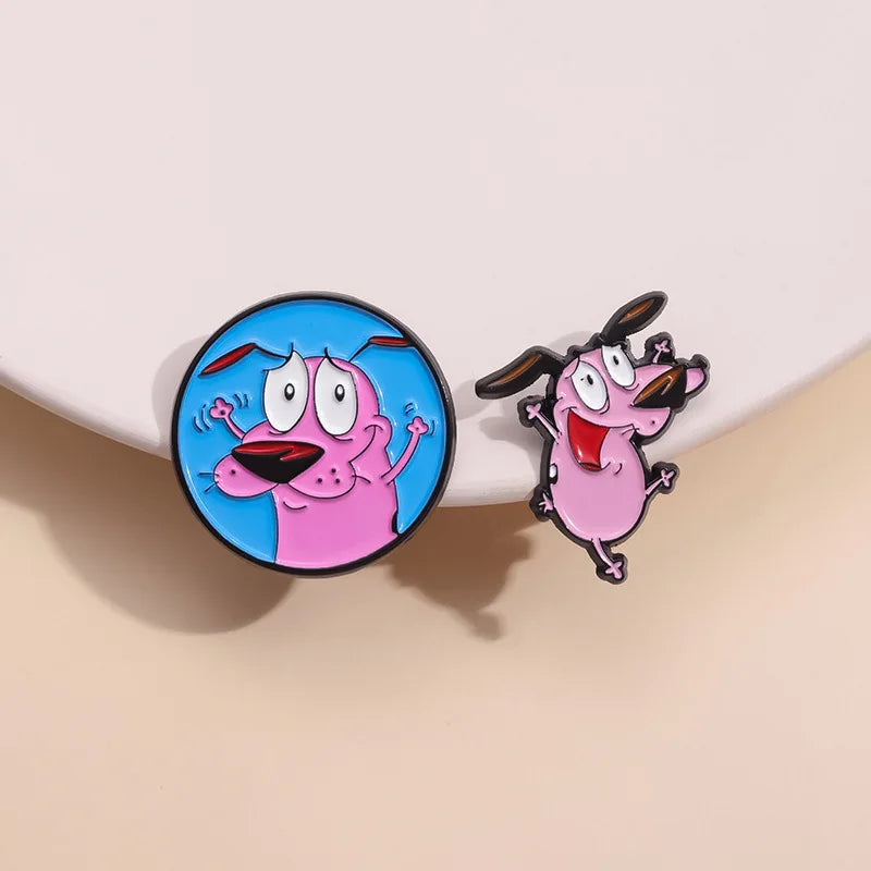 Cute Cartoon Pink Dog Enamel Pins Brooches Fashion Jewelry Accessories Gift for Kids and Friends