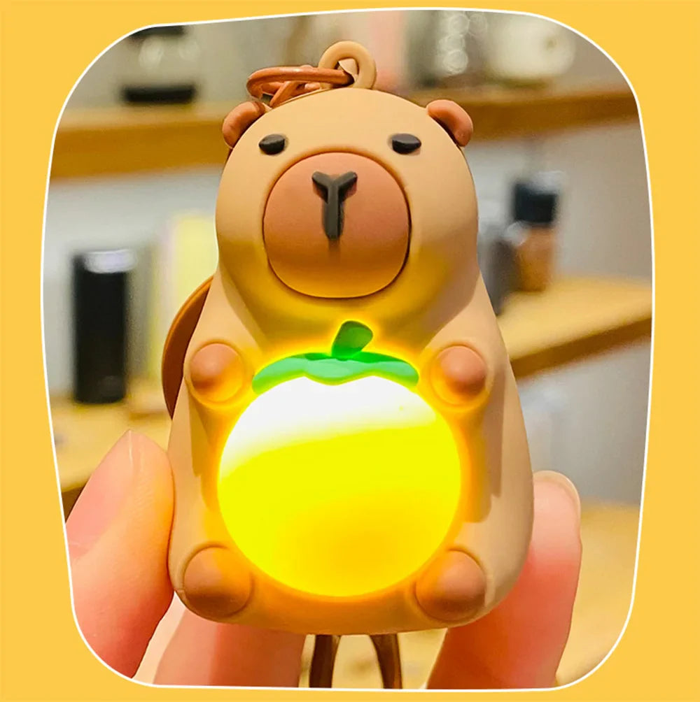 Kawaii Capybara Luminous Keychain Mini Doll Warm Light Toy