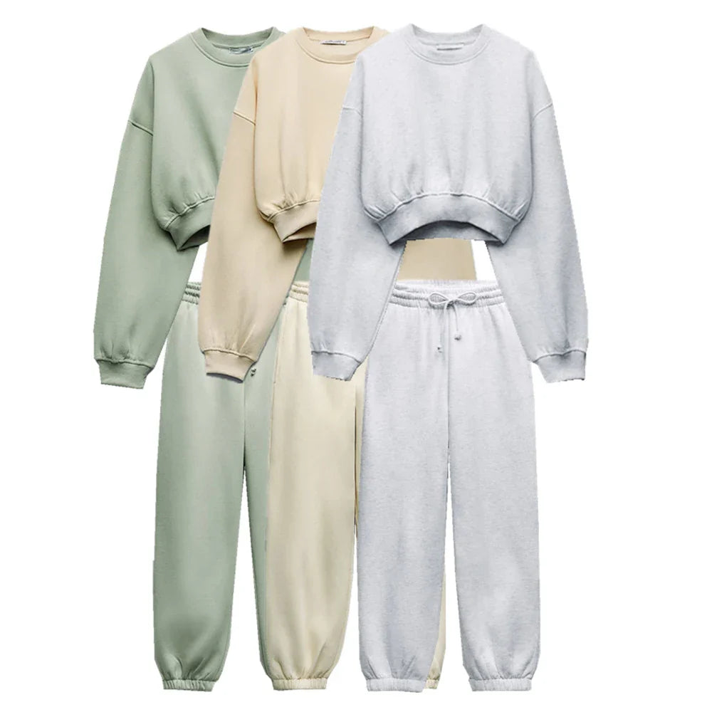 Women's Casual Sweater Pants Suit for Fall and Winter Elegant Sportswear Set