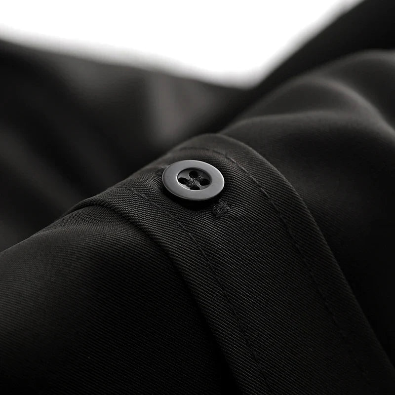 Oversized Long Sleeve White Shirt Women Minimalist Button Up Blouse Turn-Down Collar Casual Cardigan Top