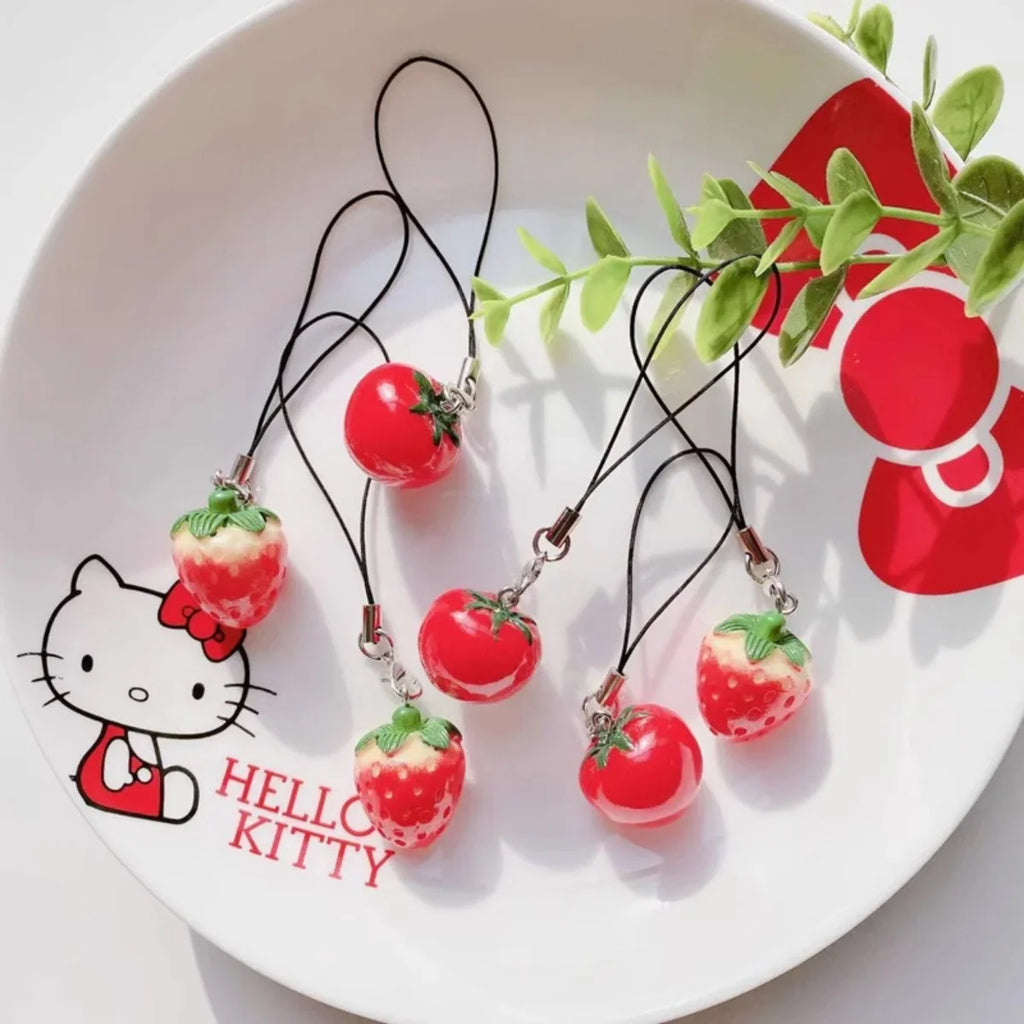 Acrylic Fruit Keychain Adorable Tomato and Strawberry Bag Pendant