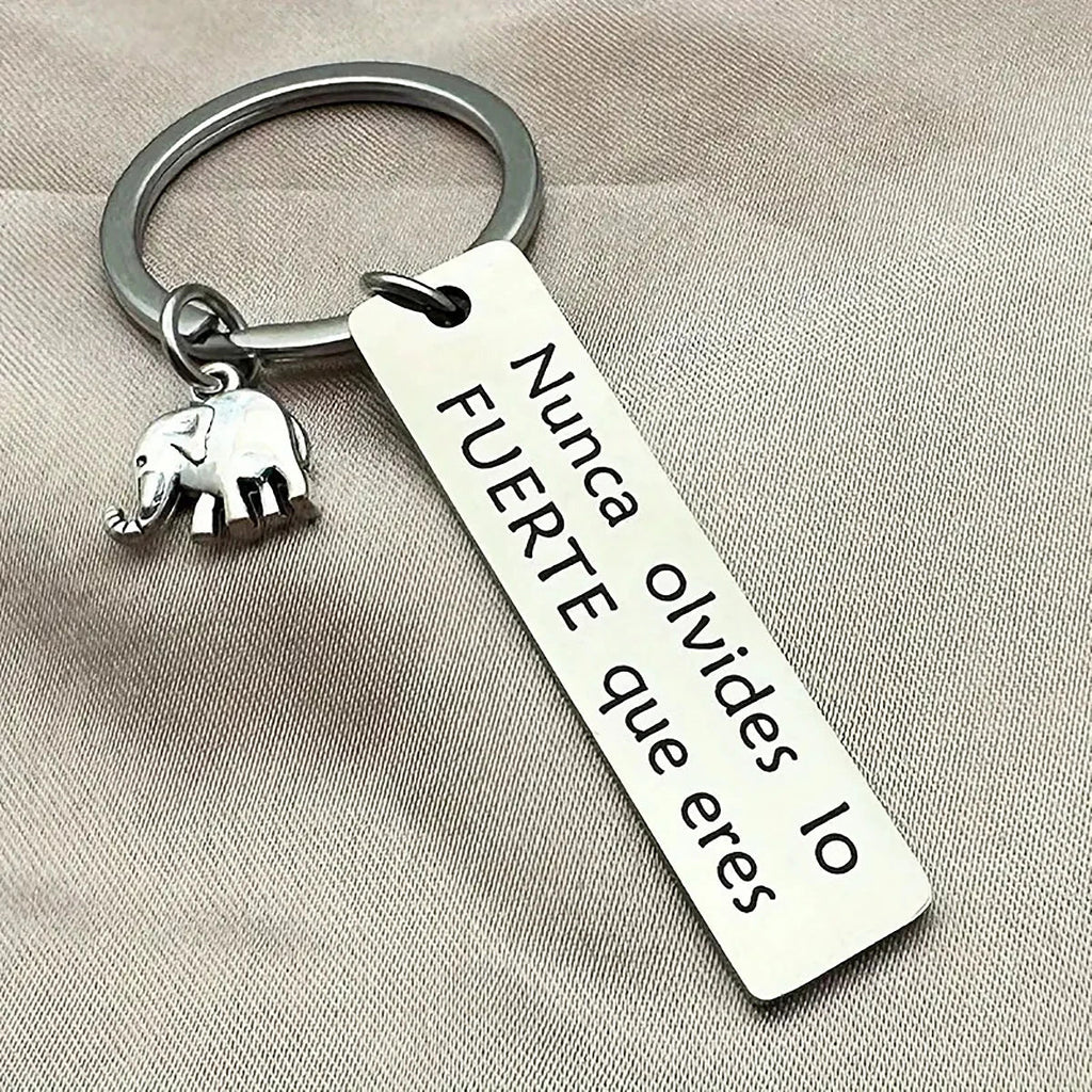 Inspirational Elephant Keychain Stainless Steel Pendant for Positive Energy and Car Backpack Decoration