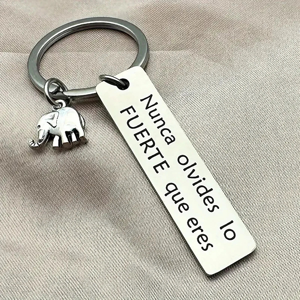 Inspirational Elephant Keychain Stainless Steel Pendant for Positive Energy and Car Backpack Decoration