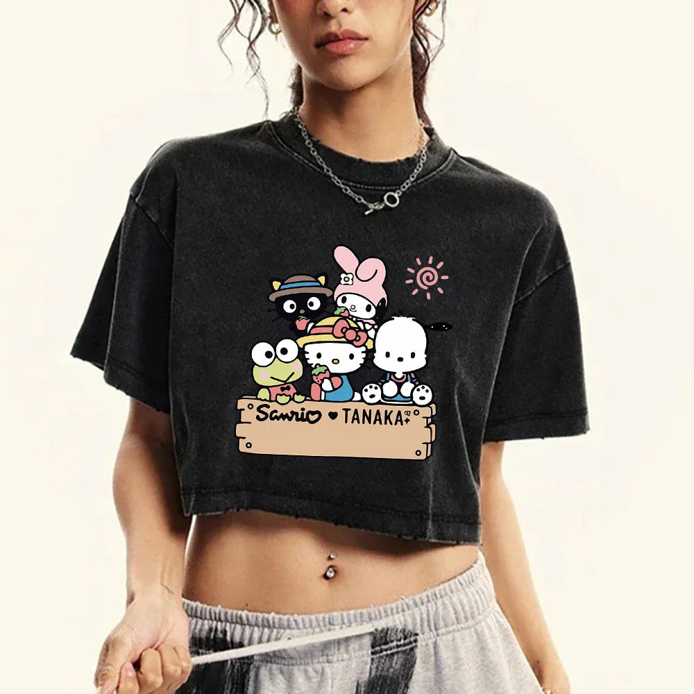 Vintage Cotton Fairycore Women's T-Shirt Loose Fit Summer O-Neck Tee