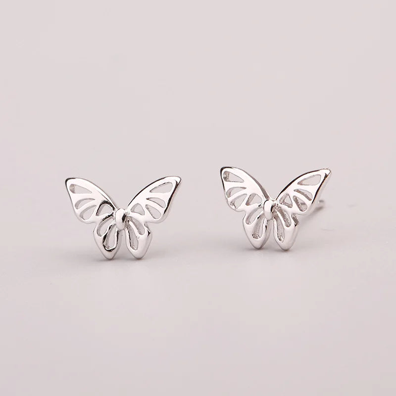 925 Silver Mini Star Heart Butterfly Stud Earrings for Women Hypoallergenic Daily Wear