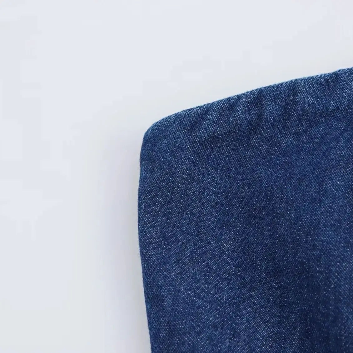 Denim Midi Dress With Pleats Backless Style High Waist