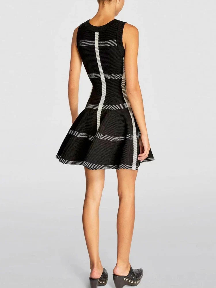 Elegant Black Knit Dress For Women Sleeveless Party Dress