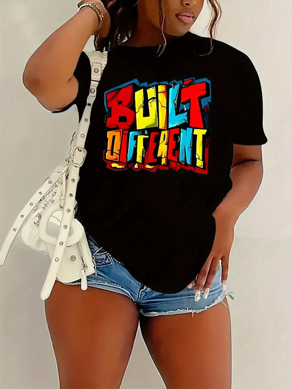 Different Letter Print Casual Crew Neck Short Sleeve T-Shirt Summer Graphic Tee