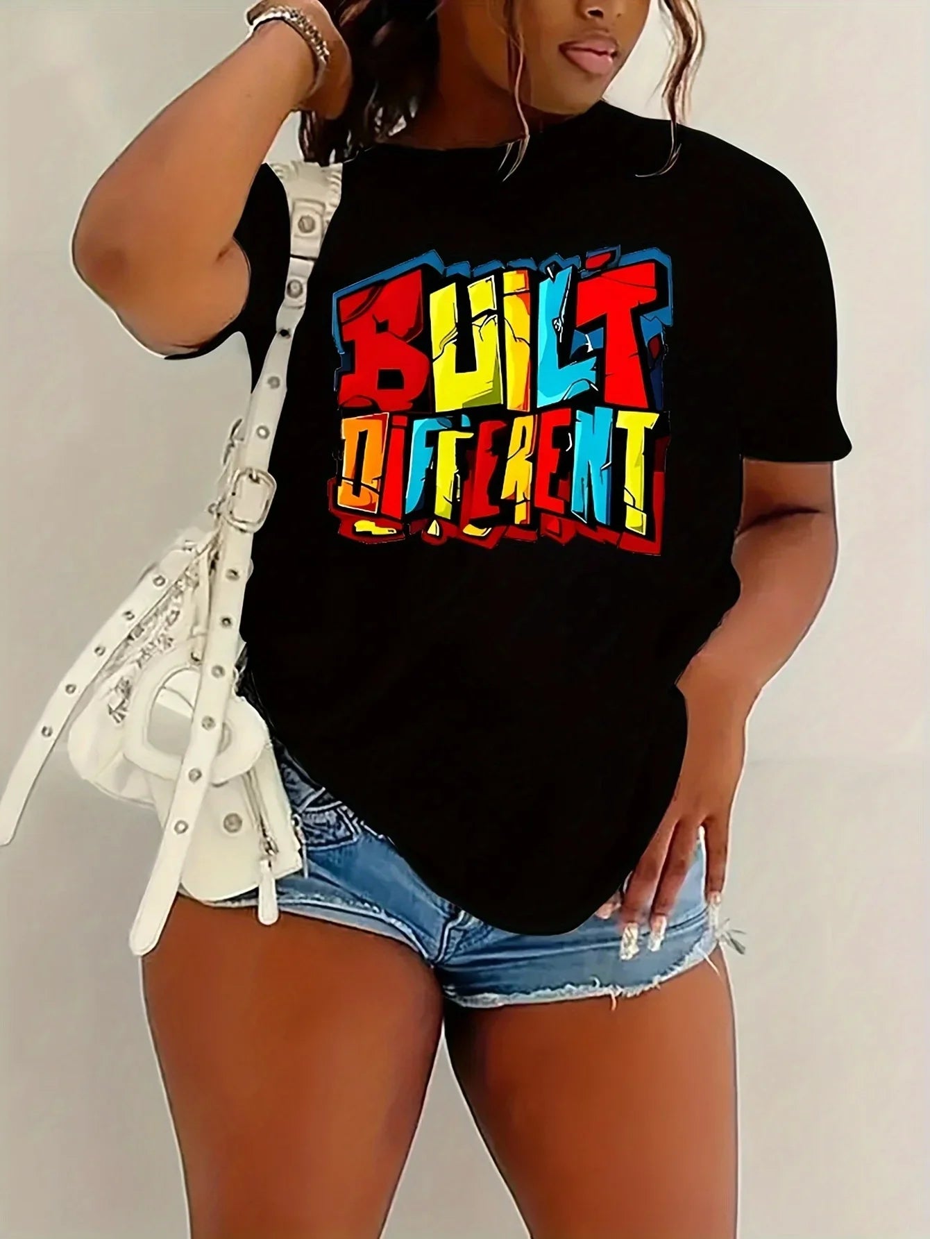 Different Letter Print Casual Crew Neck Short Sleeve T-Shirt Summer Graphic Tee