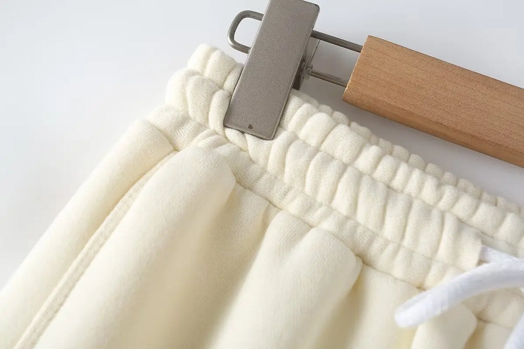 Chic Solid Hoodie and Wide Leg Trouser Set for Women with Elastic Waist and Lace-Up Detail Perfect for Casual and Commute Wear