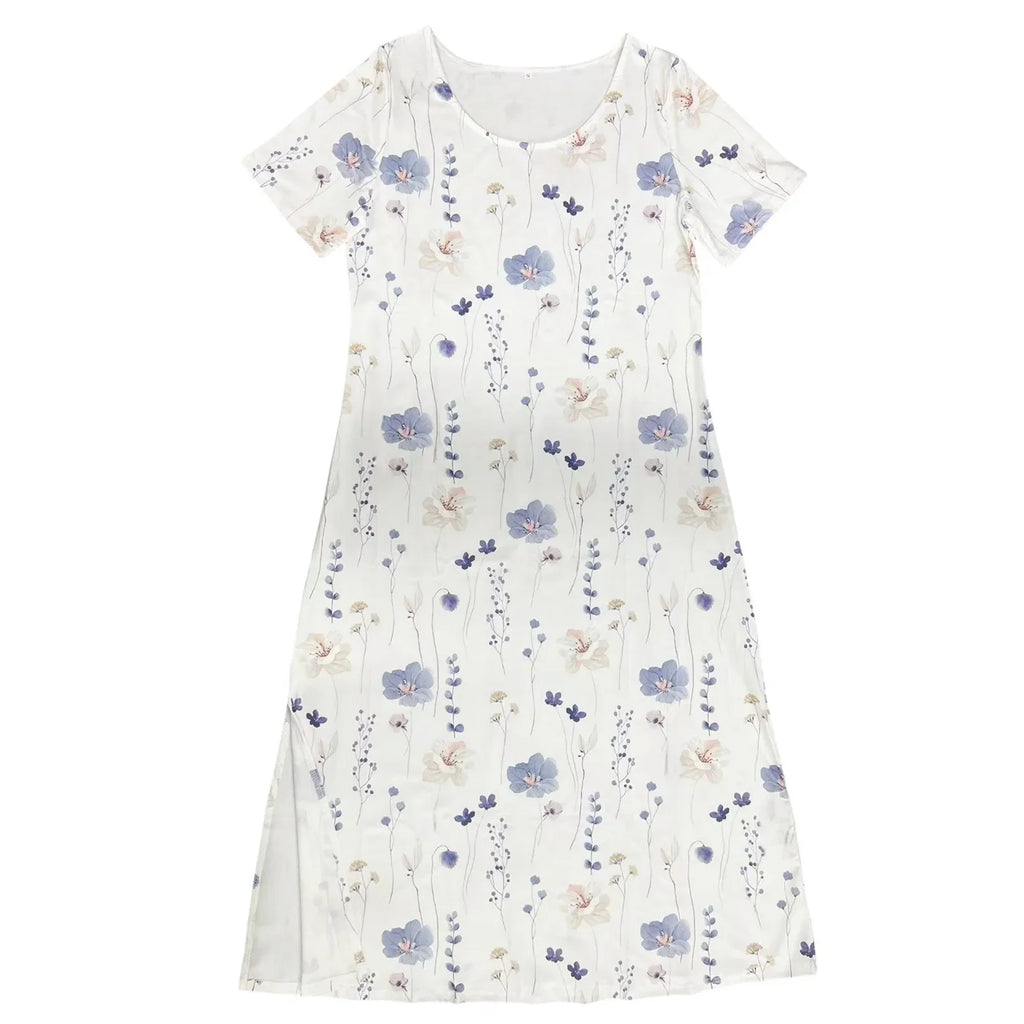 Women Allover Print Dress With Round Neck Short Sleeves