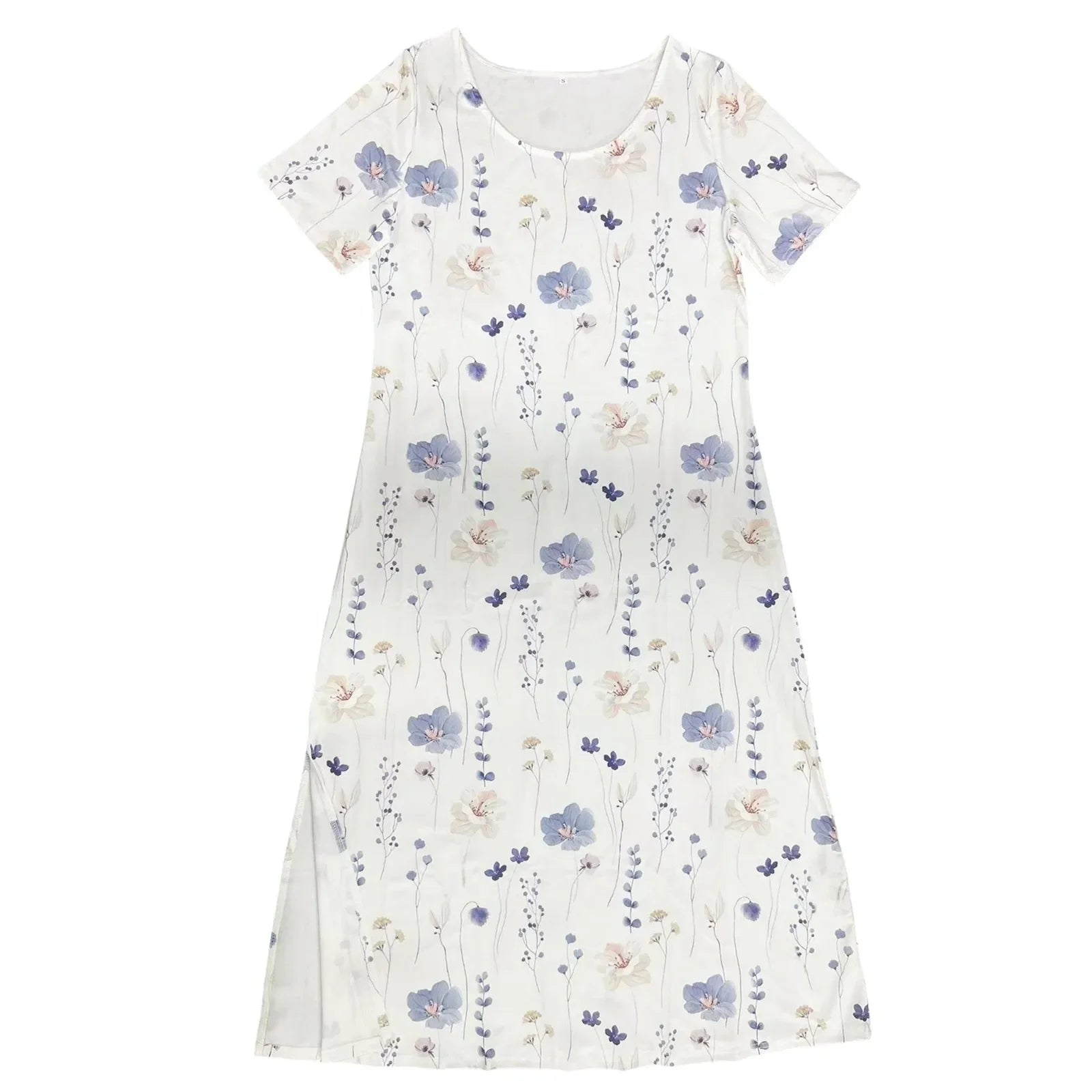 Women Allover Print Dress With Round Neck Short Sleeves