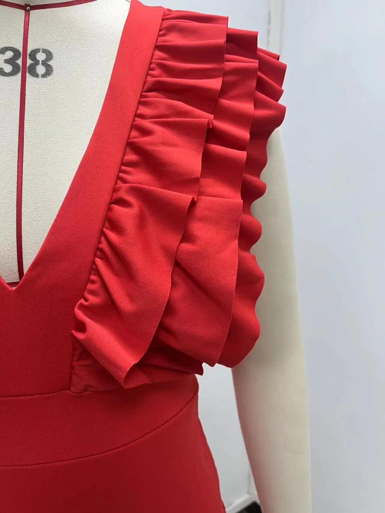 Solid Color Deep V Neck Pleated Mini Dress For Women