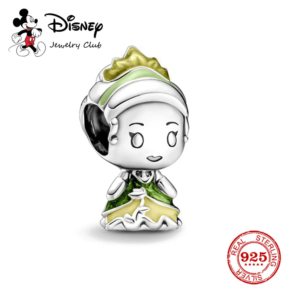 925 Sterling Silver Mickey Minnie Charm Beaded Fit Snake Bracelet DIY Ladies Jewelry