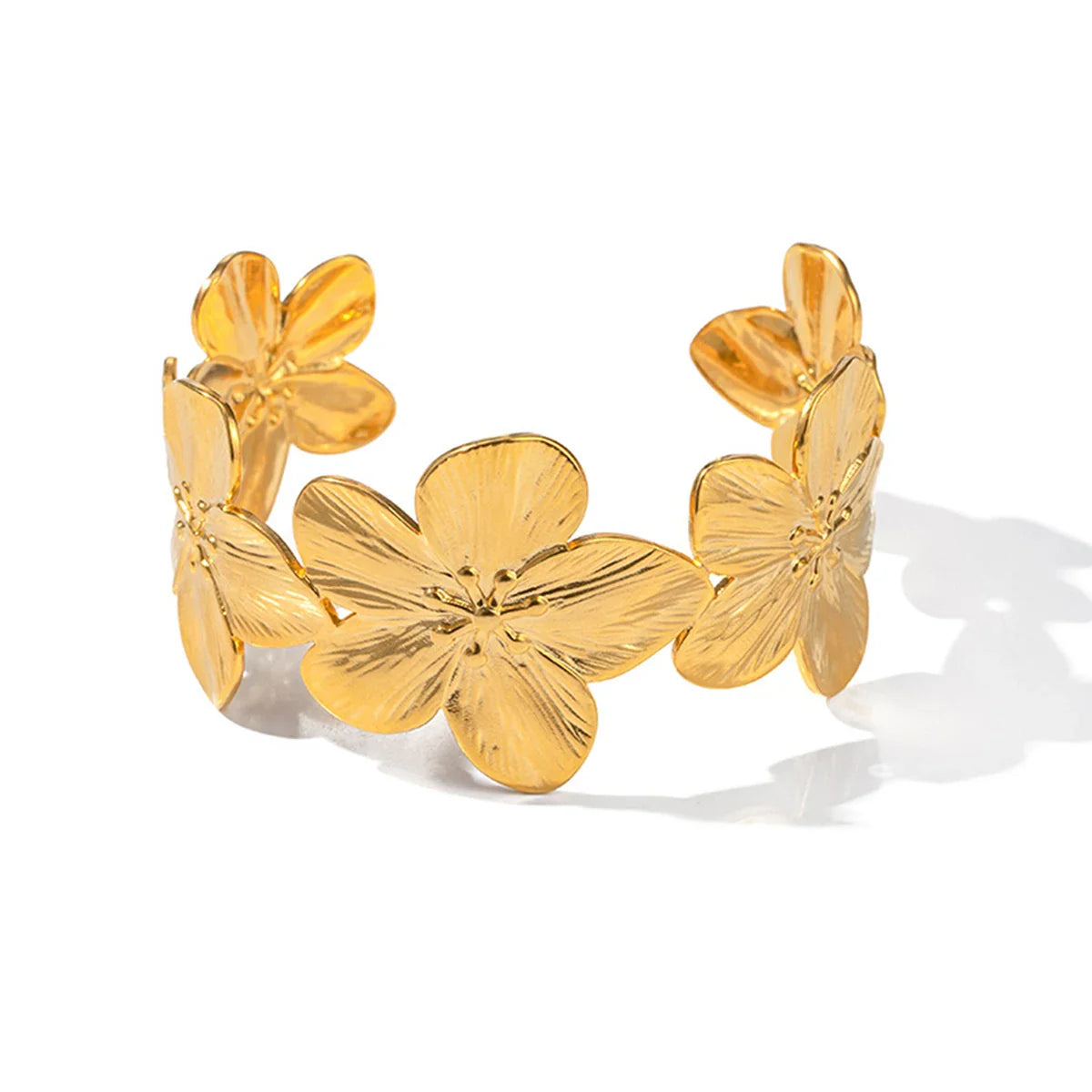 Women's Trendy Waterproof Stainless Steel Flower Bracelet for Travel and Parties