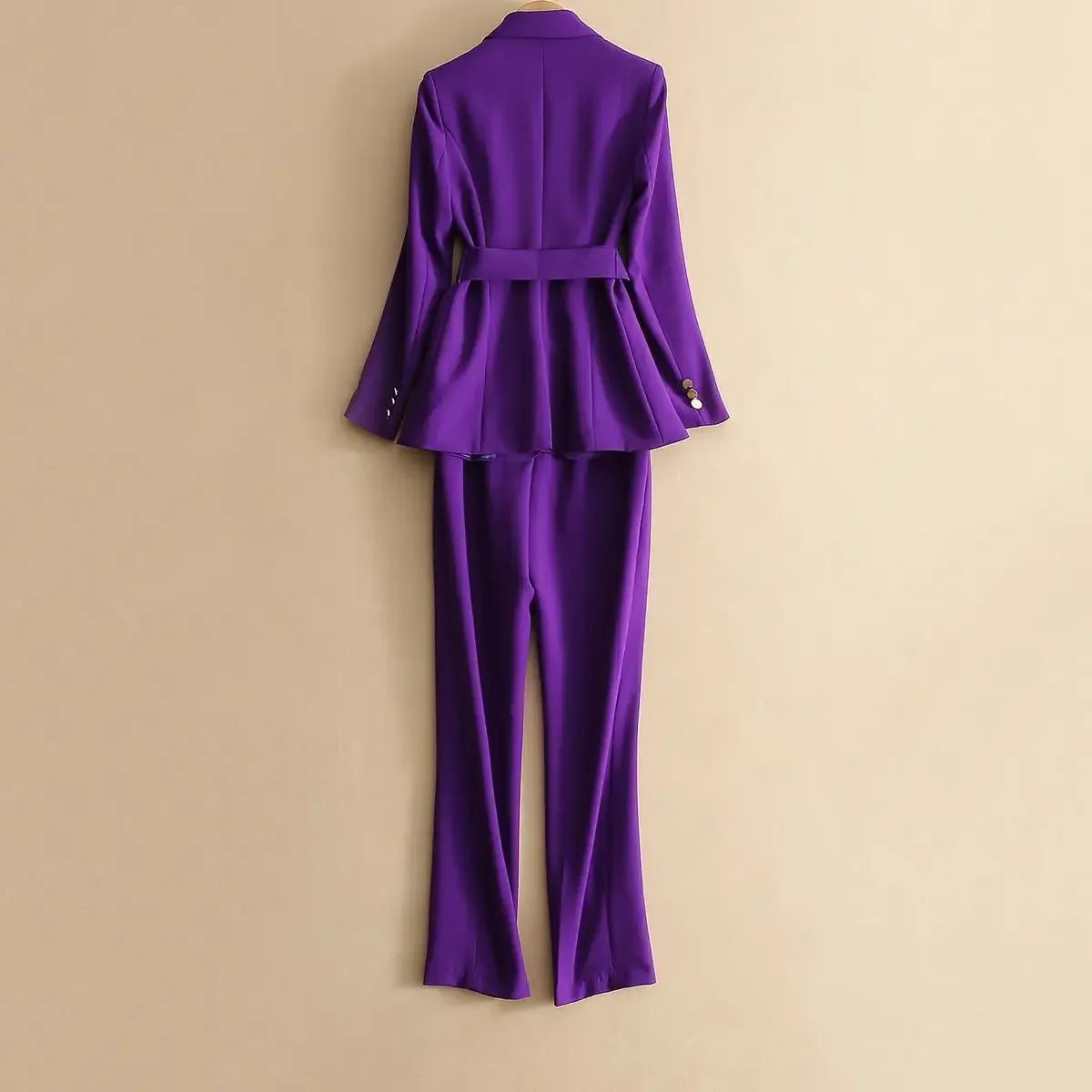 Purple Women Office Blazer Suit Two Piece Set For Work