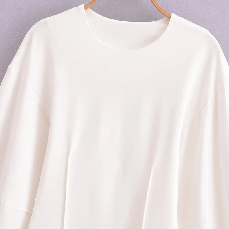 Pleated Long Sleeve Two Piece Pant Set for Women Comfortable Spring Sweatsuit