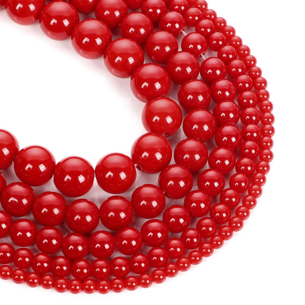 Red Coral Stone Beads 6mm 8mm 10mm Round Loose Spacer Beads for Jewelry Making DIY Necklaces Bracelets Charms