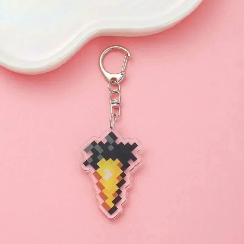 Diamond Sword Keychain with Enchanted Golden Apple and Pickaxe Model Toys for Gamers and Collectors