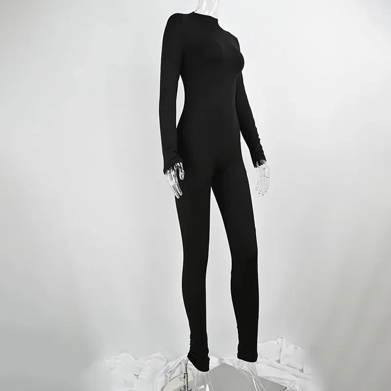 Sexy Women Thermal Jumpsuit Slim Fit Skinny Long Sleeve O-Neck Zipper Romper for Autumn Winter Fitness Yoga and Sports