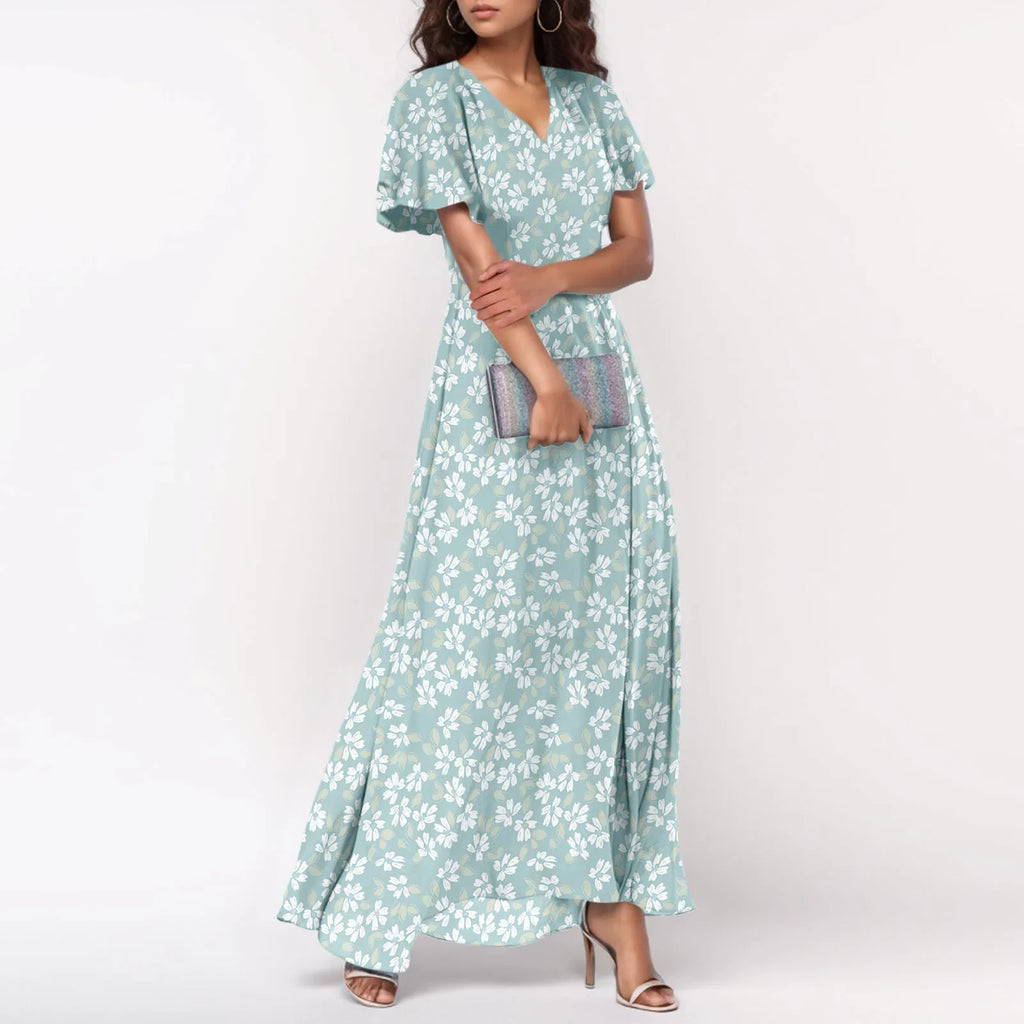 Floral Chiffon Maxi Dress for Summer Wedding Guest Chic