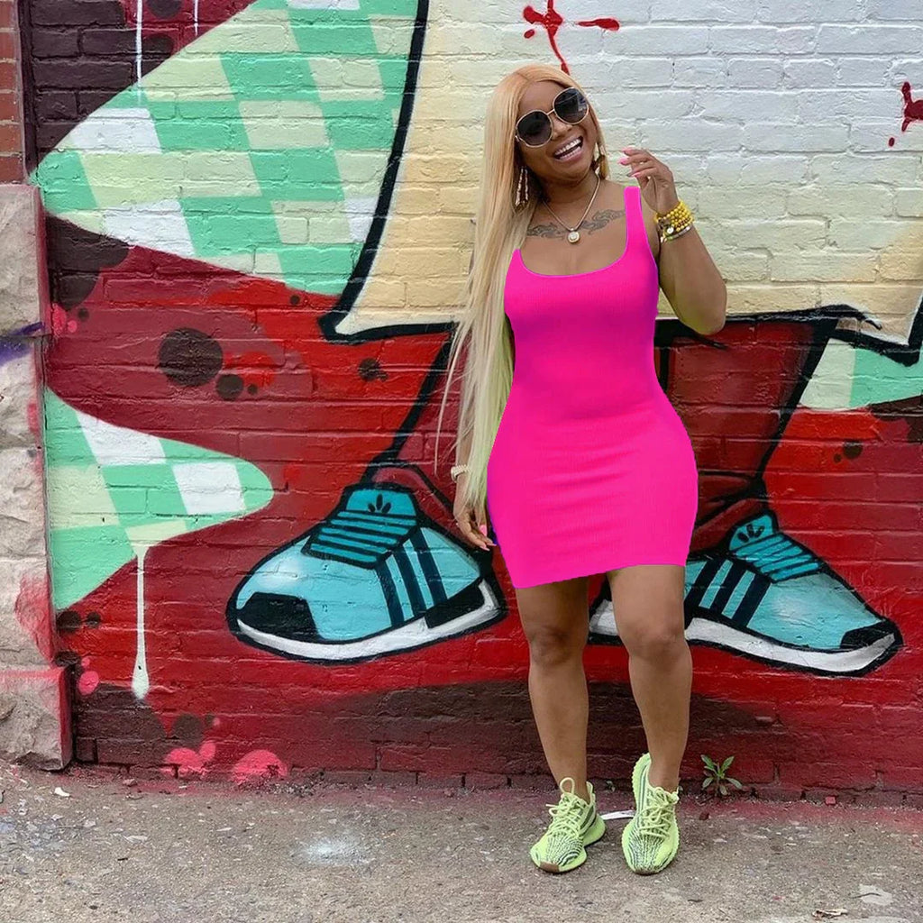 Women Solid Color Strap Casual Summer Sleeveless Dress