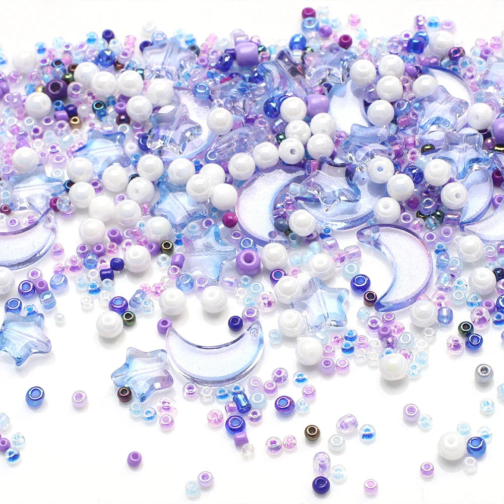 Mixed Star and Moon Crystal Glass Beads for DIY Jewelry Making Craft Bracelets Necklaces and Earrings